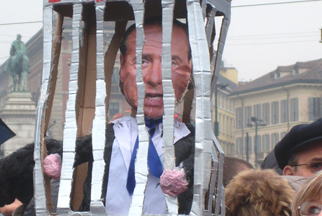 Pendant la manifestation du 13 février 2011 à Milan