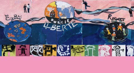 Détail de la fresque réalisée par les élèves du collège Dulcie-September d'Arcueil (94)