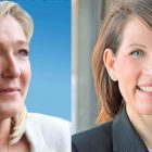 Montage : Marine Le Pen sur l'affiche du Congrès de Tours 2011 du FN / Michele Bachmann sur une affiche de campagne pour les présidentielles de 2012.