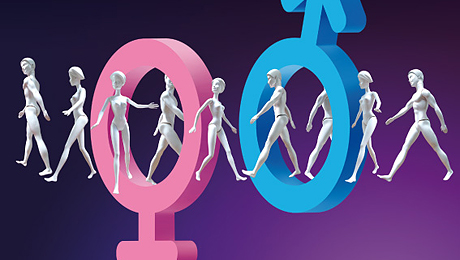 Détail de l'affiche de l'exposition "Homme, femme, testez vos différences"