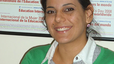 Nadia Shabana, dans les locaux de l'ITUC, à Amman.