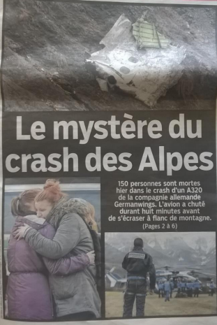 Couverture Le Parisien_crash germanwings
