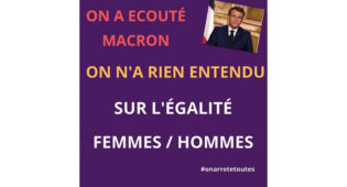 Lire la suite à propos de l’article On a écouté Macron : on n’a rien entendu sur l’égalité femmes/hommes