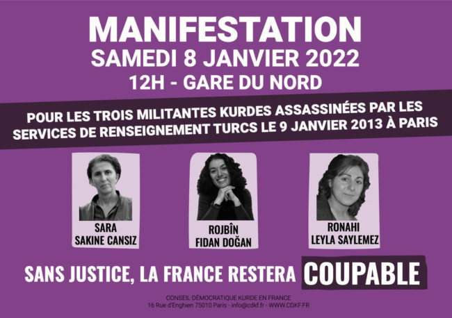 Lire la suite à propos de l’article Appel à manifester pour les trois militantes kurdes assassinées à Paris